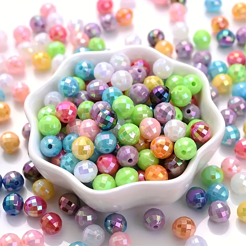 

200pcs Beadlicious 6mm Ab Iridescent Acrylic Beads, Chessboard Pattern, Straight Hole, For , Bracelets, Necklaces, Crafts, Sewing, Keychains, Phone Charms, Headbands, And Pen Accessories