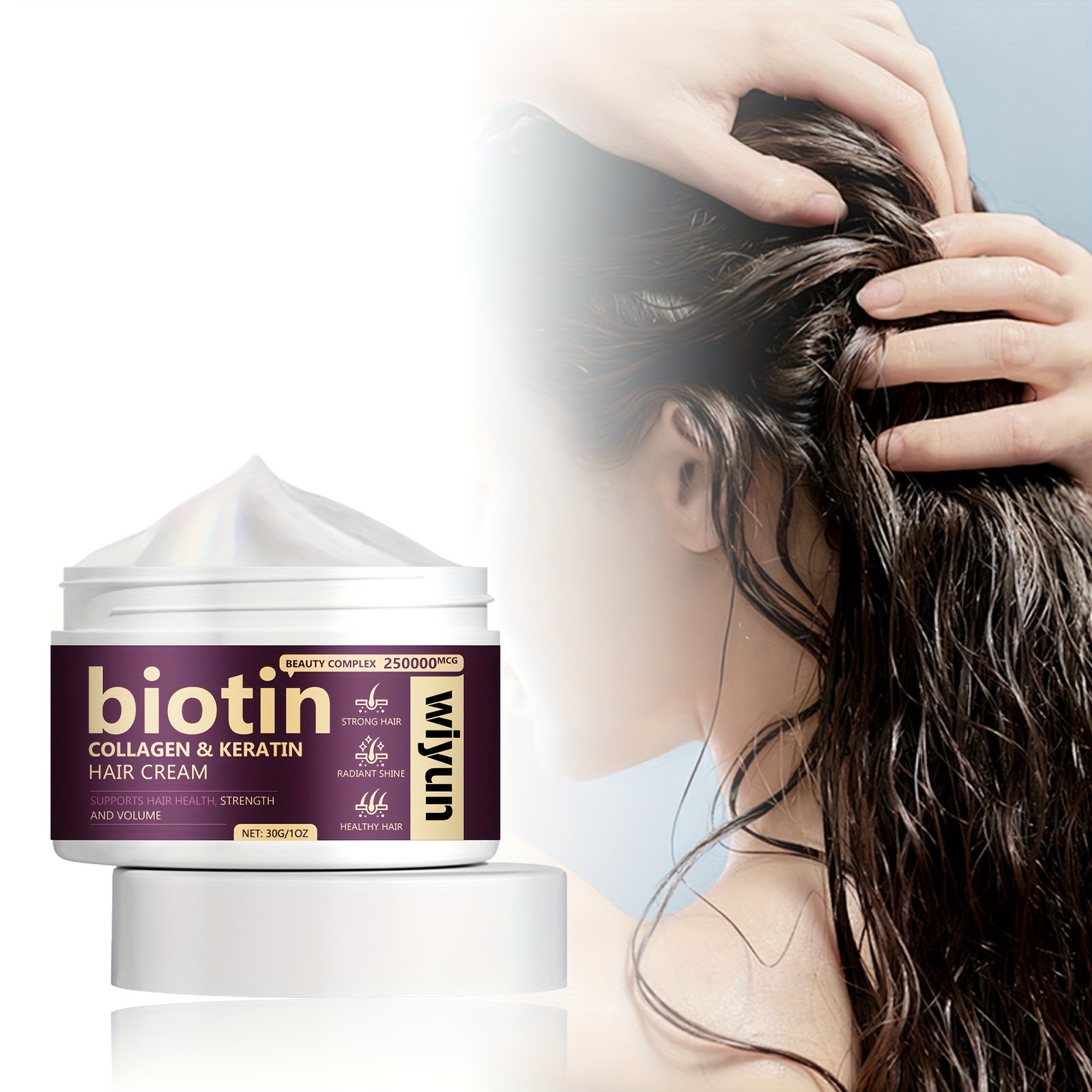 

Cream With Collagen & Keratin - Moisturizing, Revitalizes Dry & Damaged Hair, Makes It Soft & Shiny, Unisex