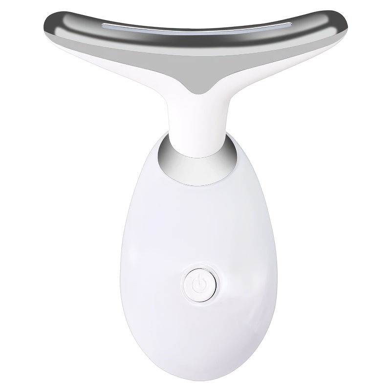 TEMU 3-color Facial & Neck Massager | Usb Rechargeable, Ergonomic Skincare Tool, White