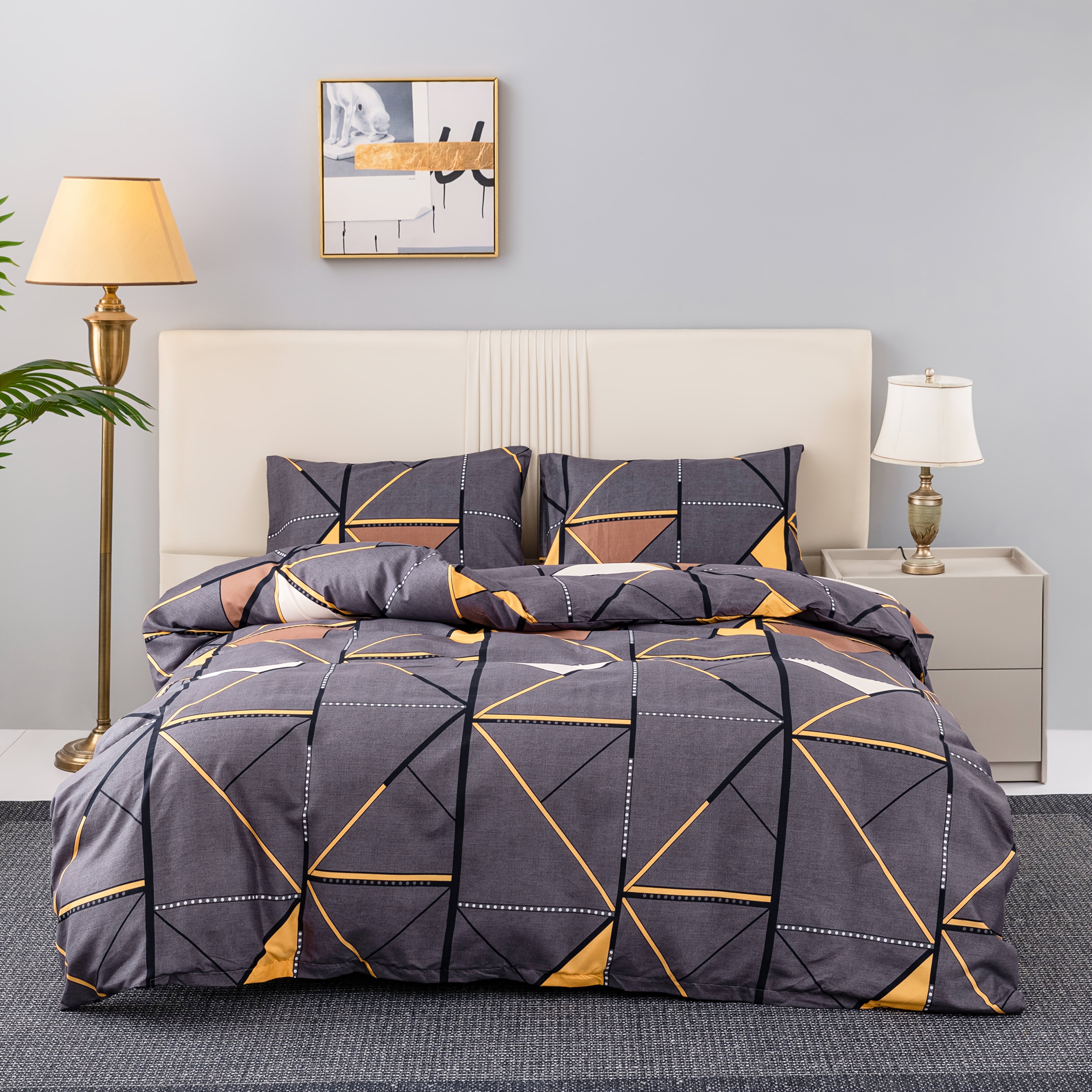 Image of 3pcs Printed Polyester Comfortable And Breathable Duvet Cover Set, Including 1 Duvet Cover And 2 Pillowcases (without Duvet Insert Or Pillow Inserts) For Bedroom, , Or Hotel Bedding