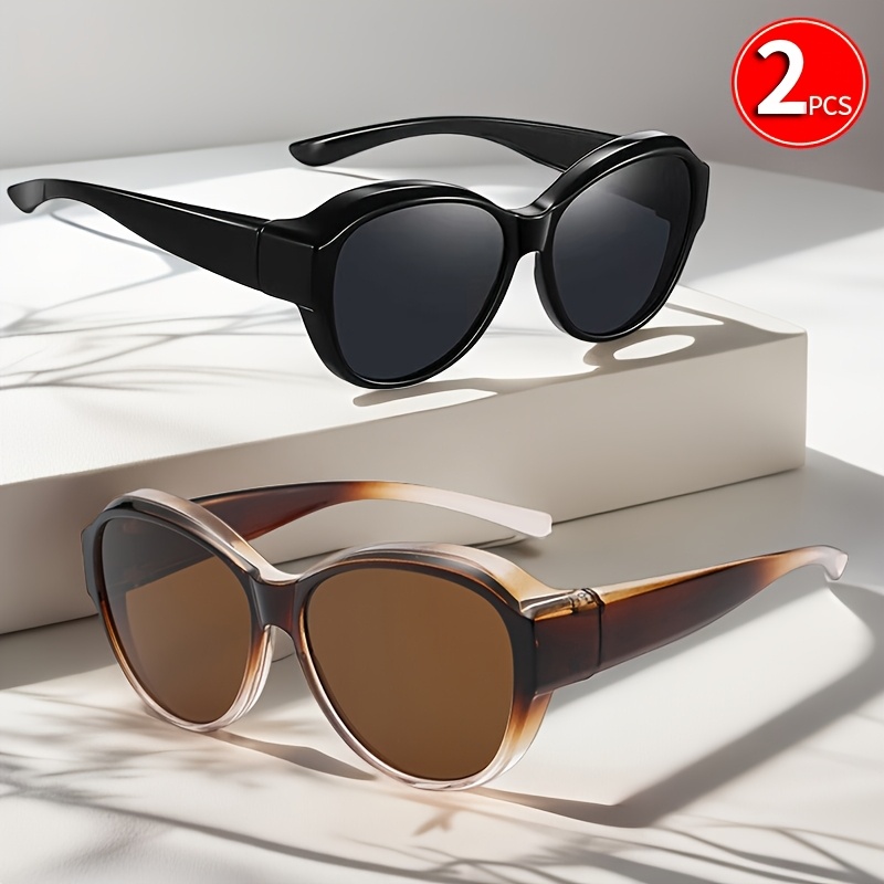 Image of 2-pack Elegant Oval Glasses Fit Over Fashion Glasses, For Men And Women, Suitable For Driving And Party, Perfect Daily Wear, Photo Props, And Gift For Birthday, Party, Christmas, Perfect For Summer