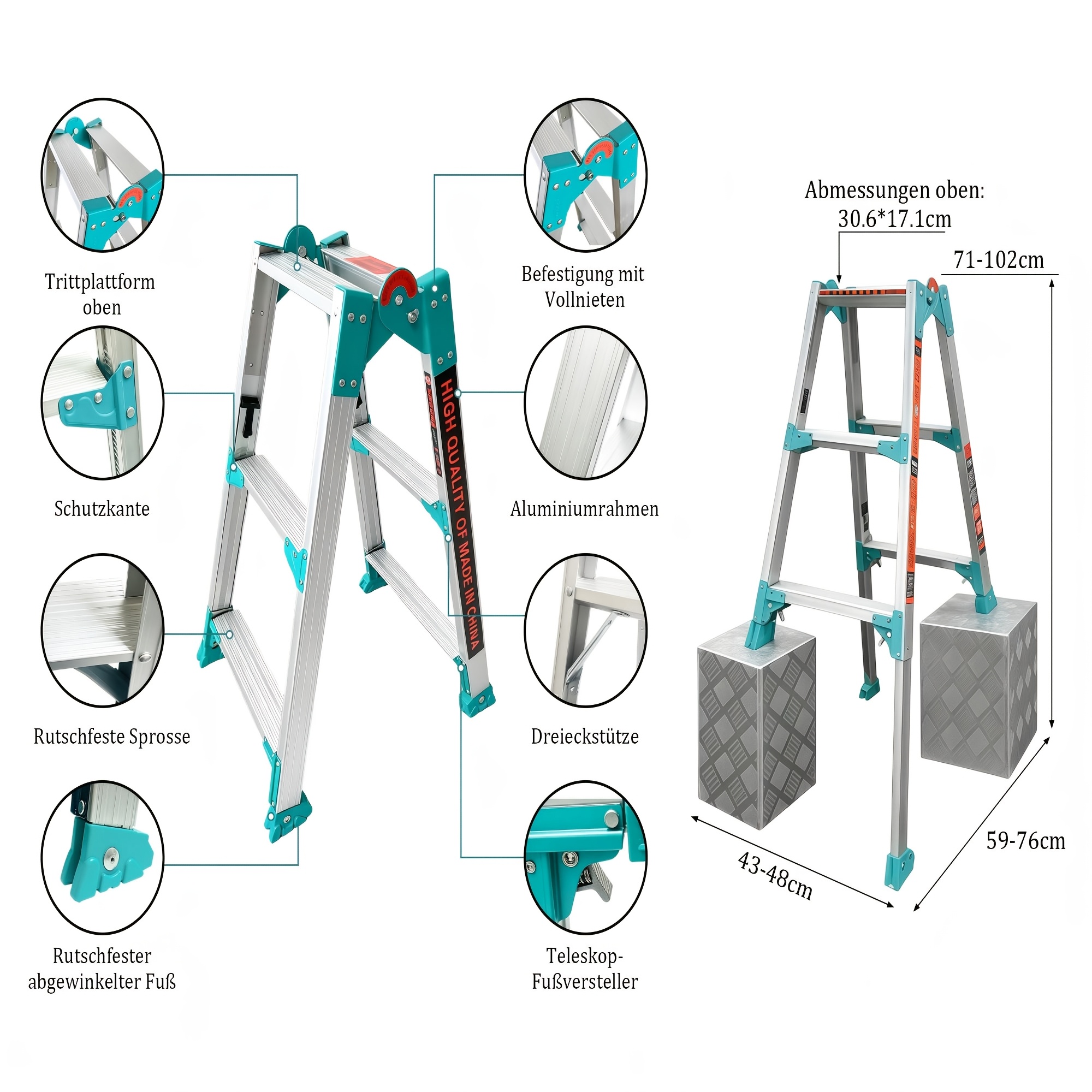 2/3/ Telescoping Ladder, Extension Ladders Aluminum Telescopic Folding Extendable Portable, Adjustable Step Ladder - Great For Cleaning Gutters, Decorating, Painting Walls Garden Pruning Access