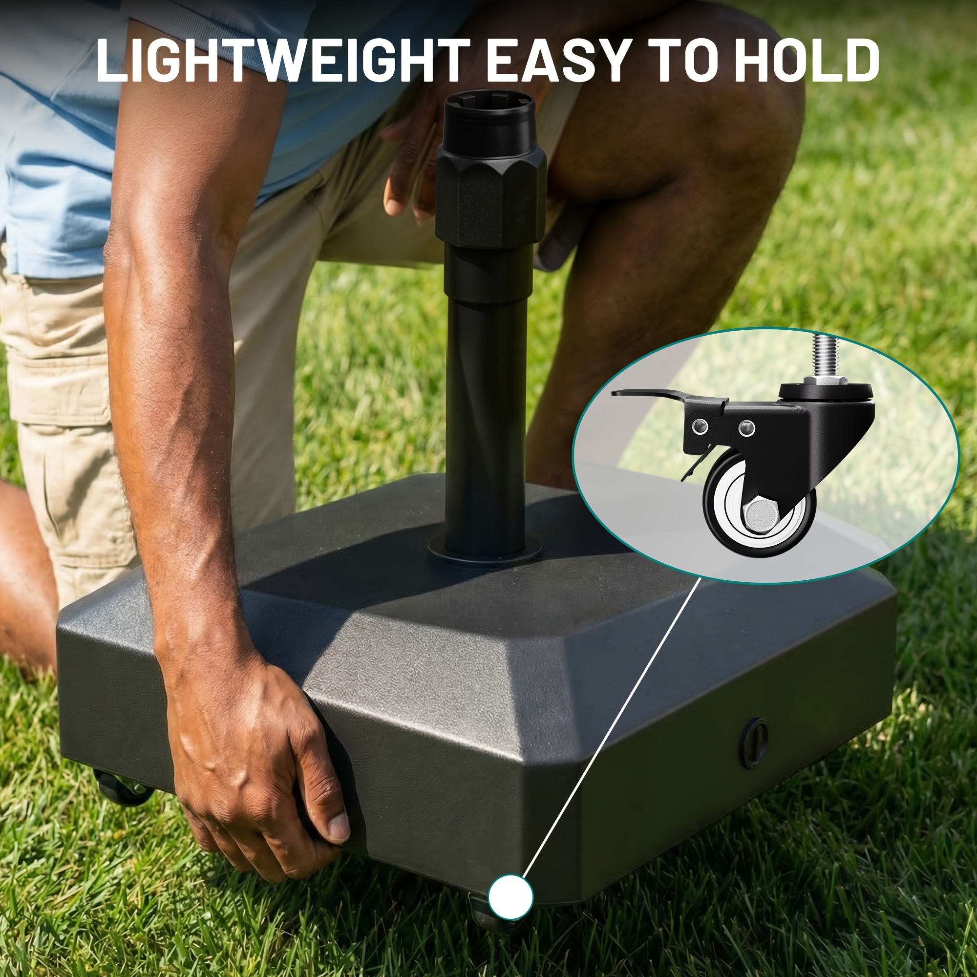 [Heavy-Duty Umbrella Base] 124lbs Heavy-Duty Mobile Umbrella Base with Wheels & Weighted Base Suitable for 1.3