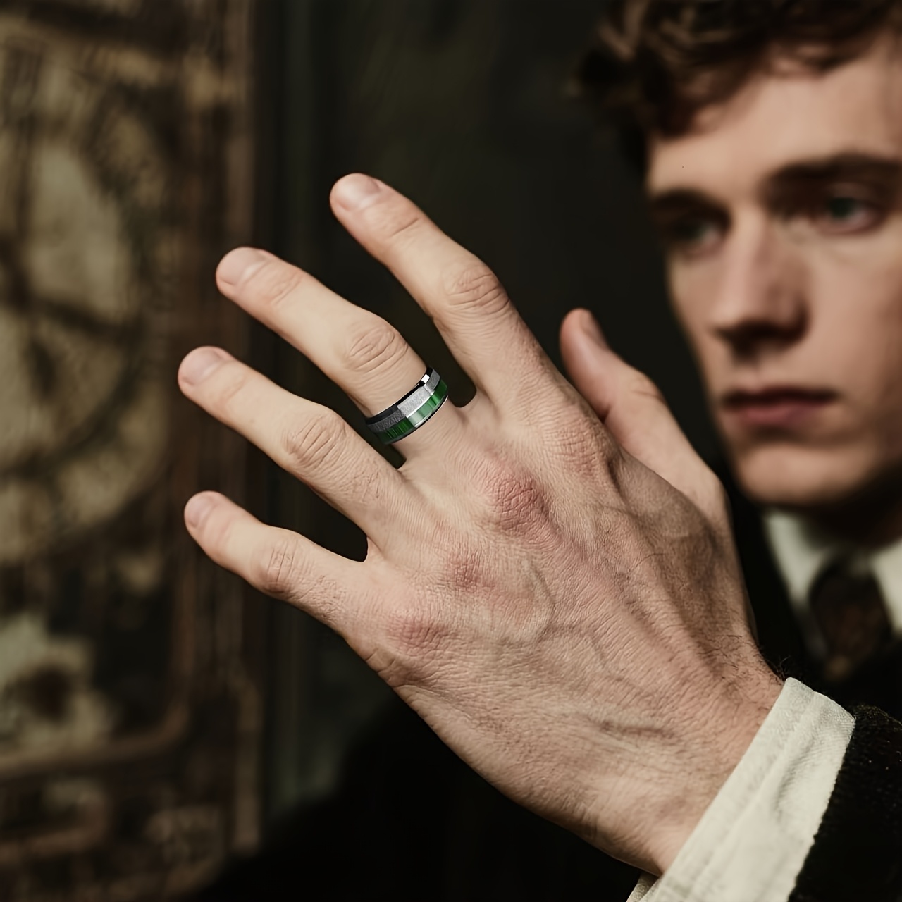 bague homme en acier inoxydable 8mm large motif marbre Temu