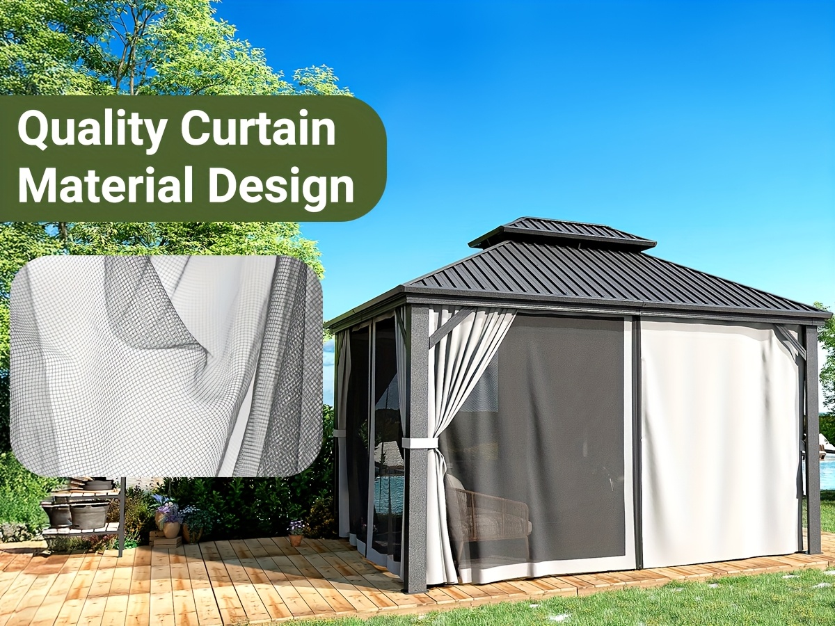Polar Aurora 10x12ft Hardtop Gazebo with Sturdy Aluminum Frame & Galvanized Steel Double Roof - High Quality, UV-Blocking, Windproof Outdoor Shelter, Fully Enclosed Double Sidewalls, J-Hooks, Easy Assembly for Patio, Garden, Lawn - Grey, Backyard Retreat, Stylish Patio Cover, Galvanized Steel Roof
