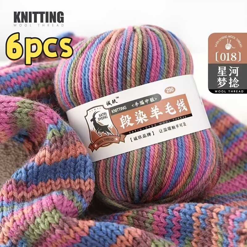 E-shop 6 Stück 300g Luxus Batik-Garn, Weiches Hautfreundliches Verlaufsgarn, Handgefärbte Mehrfarbenmischung, Reichhaltige Textur, , 95% Wolle, 5%