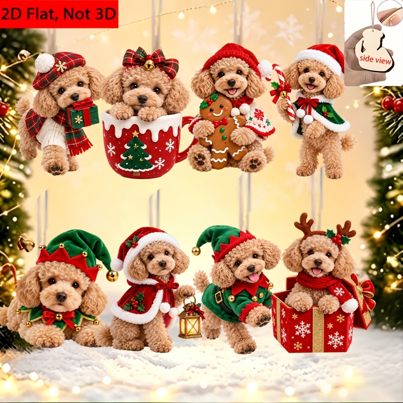 TEMU 2d , 8pcs, Christmas Wooden Ornaments, Perfect For Christmas Trees, Window Decorations, Party Decor, Holiday Ornaments, Christmas Home Decor,