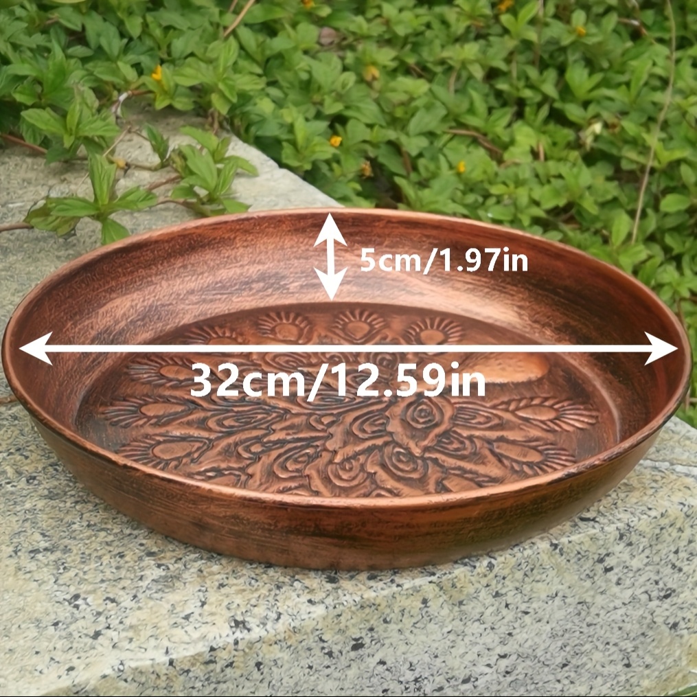 Image of 1pc Outdoor Courtyard Statue, With Peacock And Flowers Pattern Sculpture, No-installation Bird Bath And Feeder, For Courtyard, Garden, Yard, Desktop, Christmas Gift, Mother's Day Gift