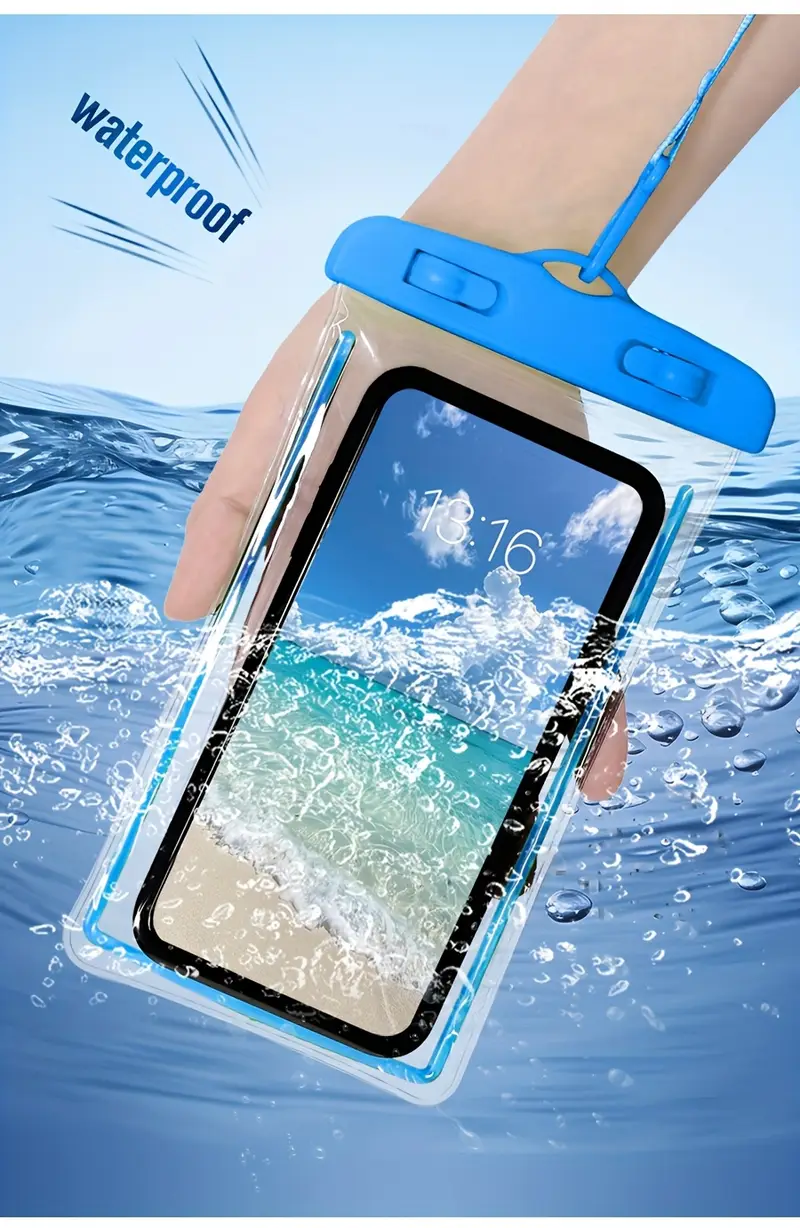 2件装夜光防水手机包触控萤幕游泳自封密封袋沙滩潜水摄影漂流透明防水手机壳 商品详情 4