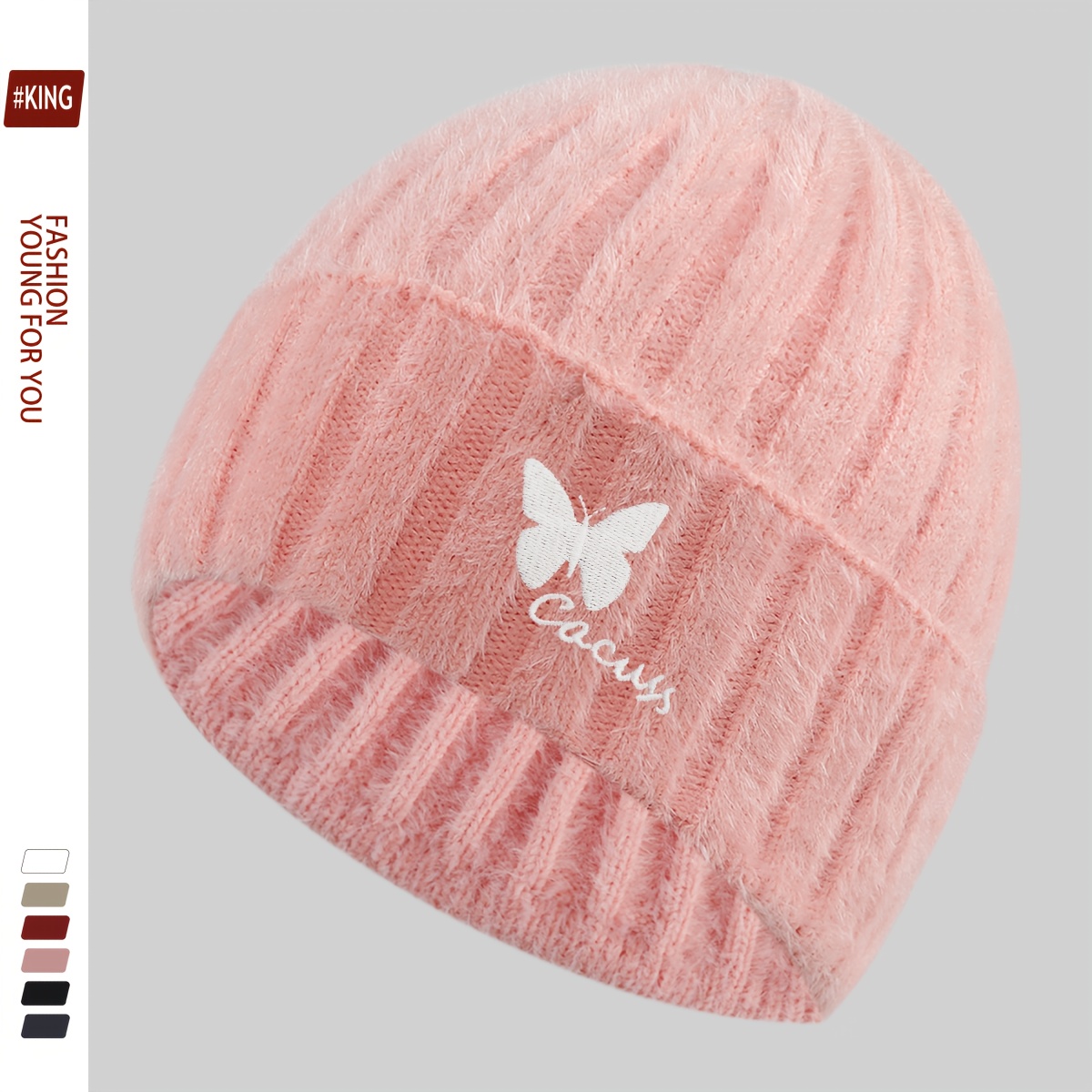TEMU 1pc Cacuss Logo Thick Plush Beanie, Unisex Outdoor Casual Cap, Loose And Comfortable, Warm Autumn/winter Bonnet, Lightweight And Portable,