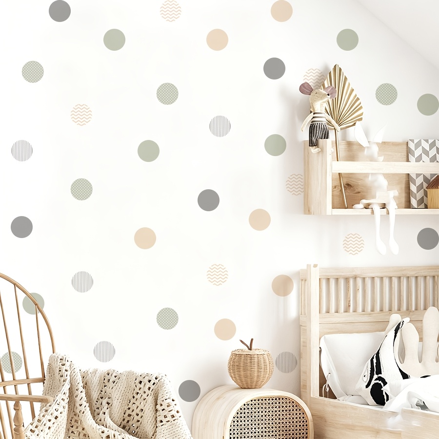 Image of 3 Sheets 22.5 X 30cm Morandi Dot Ripple Wall Stickers For Bedroom, Living Room, Home Decoration, Self-adhesive Pvc