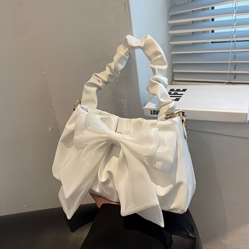 

Sac à Épaule Chic Four One avec Nœud, Sac Messager Uni avec Fermeture Magnétique et Doublure en Polyester
