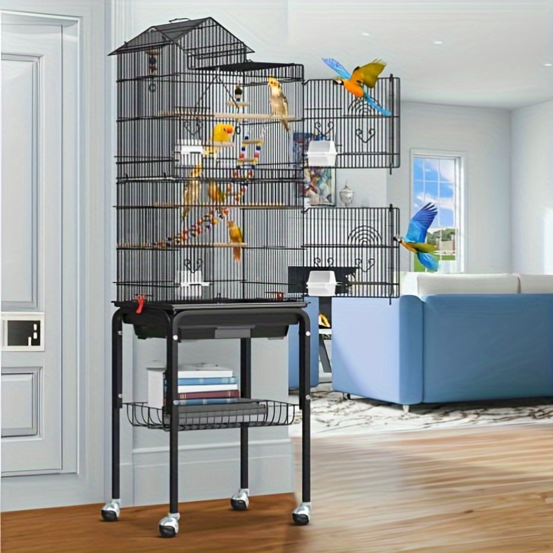 TEMU Large Parrot Cage With Activity Stand, Suitable For And Sun Conures.