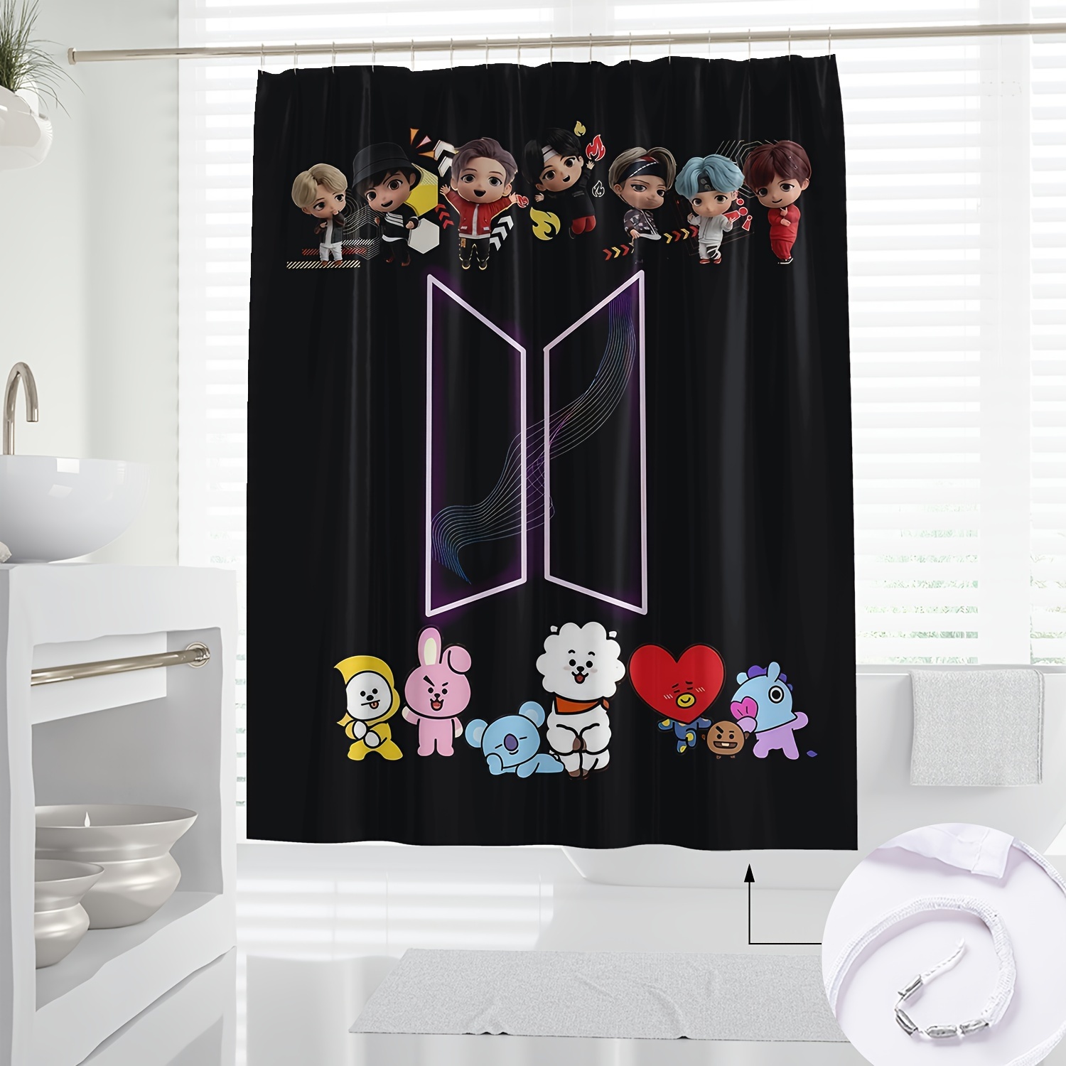

K-pop Pop Culture Fan Shower Curtain: 1pc, New, Artistic, Waterproof, Knit, Seasonal, Partial Lining, 180cm/70.87in X 180cm/70.87in