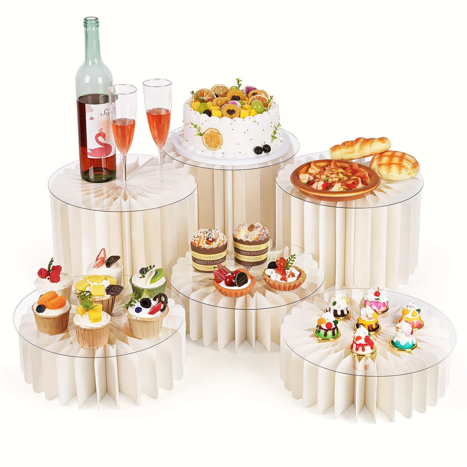 TEMU 4/6pcs Buffet Risers, Food Risers For Buffet Table, White Food Display Risers For Party Buffet Risers And Stands For Show Catering Desserts,
