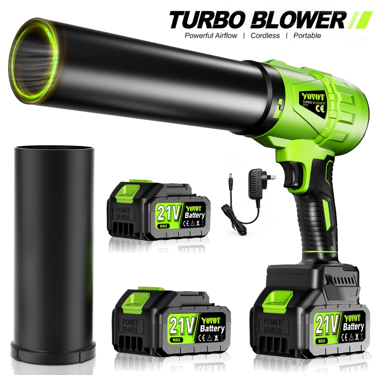 TEMU Leaf Blower, Portable Blower, Available With 1 Batteries, Ideal For Lawn And Patio Cleaning, Snow Clearing, Dust Removal, Car Drying, Camping,