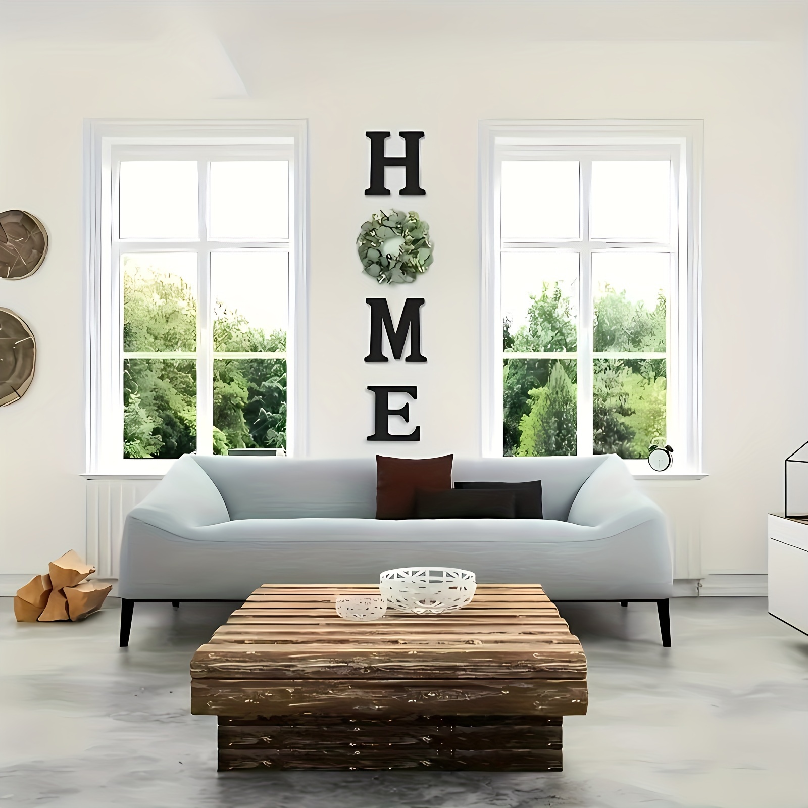 

Rustic Wooden 'home' Sign Set With Eucalyptus Wreath - Farmhouse Decor In Living Room, Kitchen, Dining Area | Ideal Gift For Home & Bedroom Aesthetics, Rustic, Wooden , Farmhouse Decor,