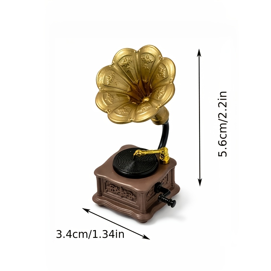 TEMU Dollhouse Miniature Additions Vintage Mini Gramophone Simulation Model Prop