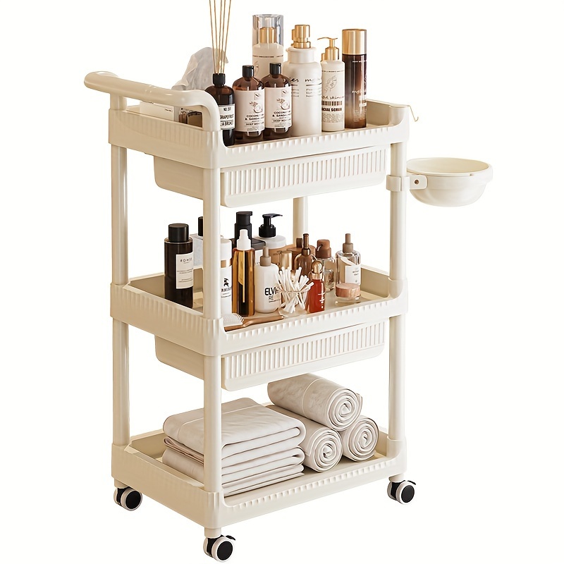 

Rolling Cart - , No-battery Needed, Plastic Storage Trolley For Beauty Equipment