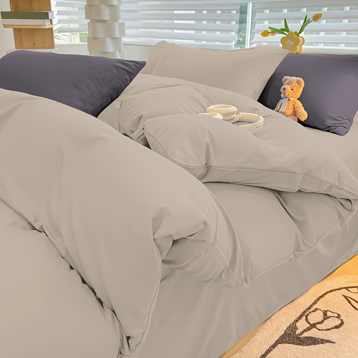Minimalist Duvet Cover Set Solid Color (duvet Temu Australia