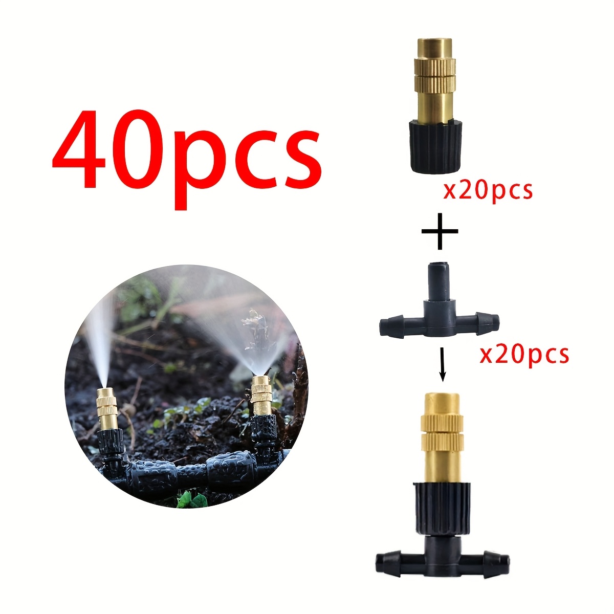 Image of 40 Outdoor Spray Cooling Garden Irrigation 1/4 Inch Brass Spray Nozzle 4/7mm Hose For Garden Irrigation, Terrace Greenhouse