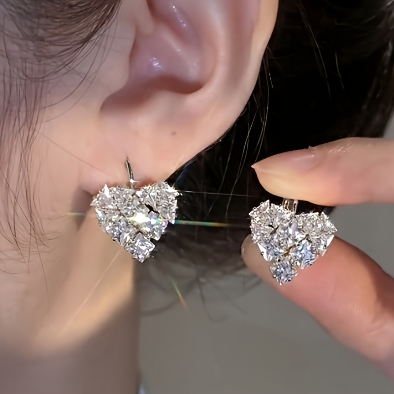 E-shop Funkelnde süße synthetische Zirkonia-Liebesohrringe für Damen, Hochzeitsfeiern, elegante Ohrringe für den , Geschenke für Freundin Ehefrau zur