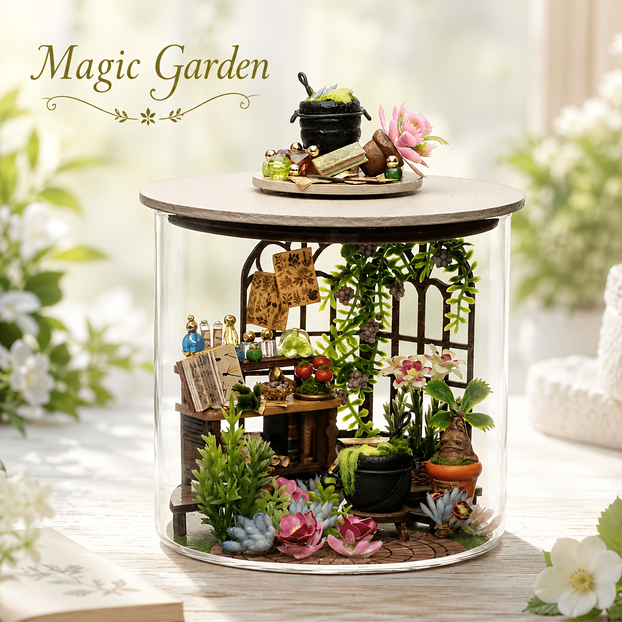 Casa de Muñecas de Madera 3D - Kit DIY de Manualidades en Miniatura con Muebles, Cubierta Antipolvo y Accesorios - Estilo Diario de Pasteles - Juguete Educativo y Creativo para Niños