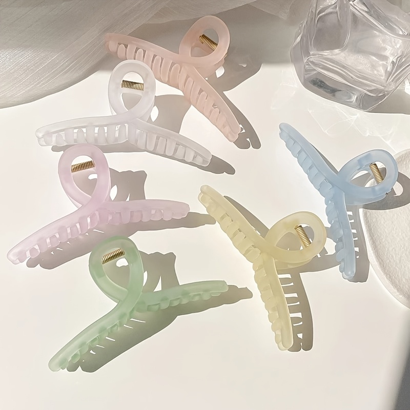 E-shop 6er-Pack Frühling/Sommer Macaron-Farben Matt Transparente Haifischklammer für Dickes Haar, Hinterkopf-Haarklammer, Hochsteck-Klauenklammer
