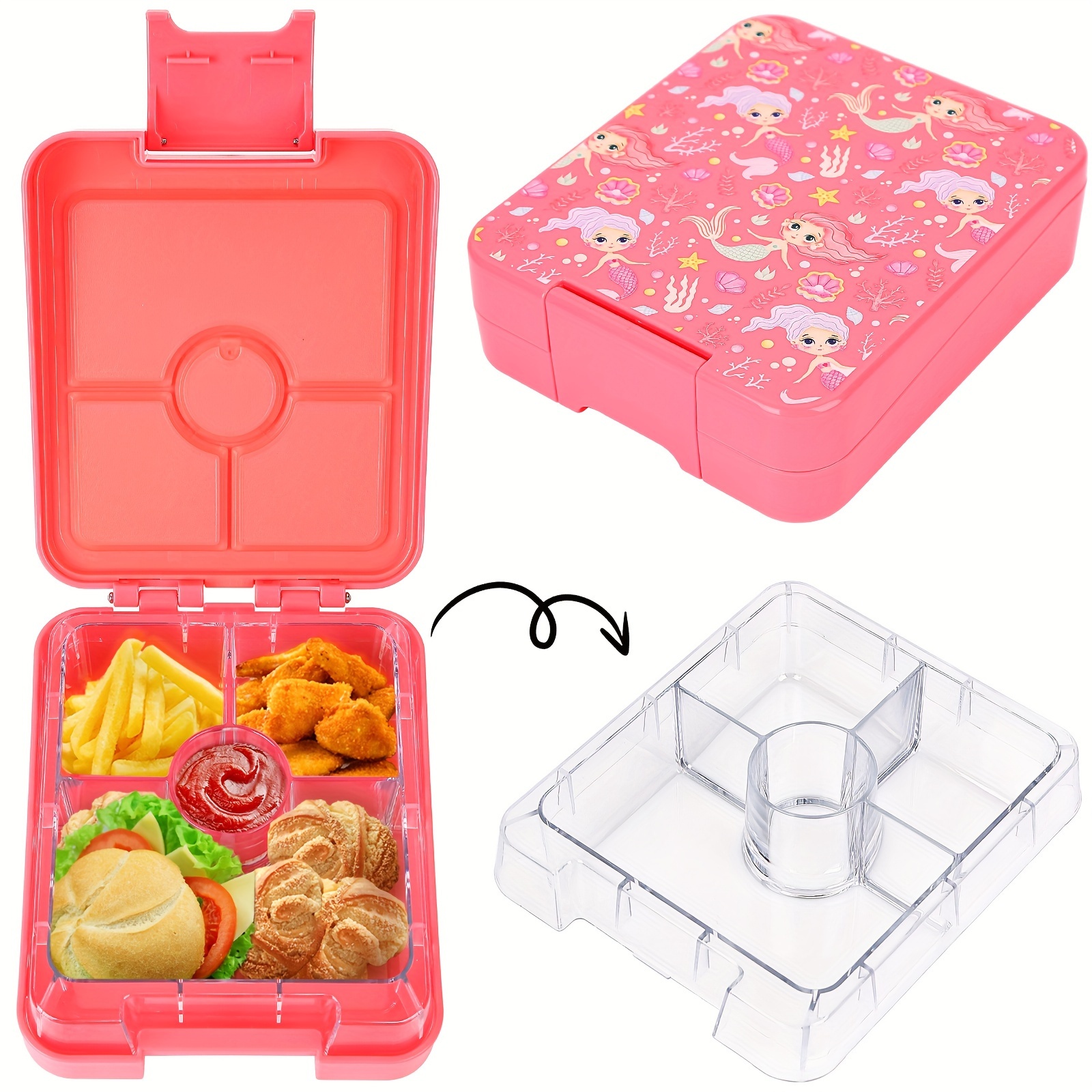 

Bento Lunch Box, 4-compartment Leak Proof Bento Lunch Box, Back To School