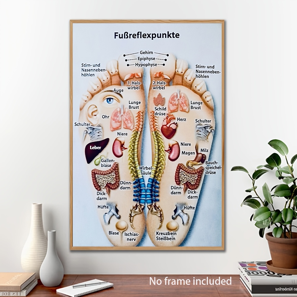 E-shop 2D-Flache 1-teilige Fußreflexzonenkarte - Bildungs-Ölmalerei-Poster, Rahmenloser Leinwand-Wandkunst für Zuhause, Büro, Klassenzimmer-Dekor, 15.7
