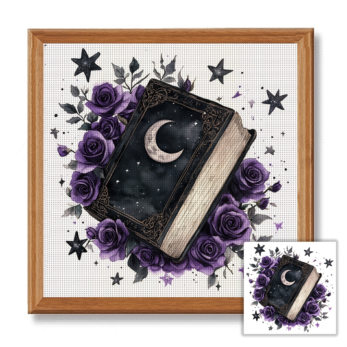 TEMU Jozysh 1pc 30*30cm/11.8*11.8inch Frameless 11ct/14ct Fabric Cross Stitch Starter Kit, Magic Book, Relaxing Diy Embroidery Kit For Beginners And