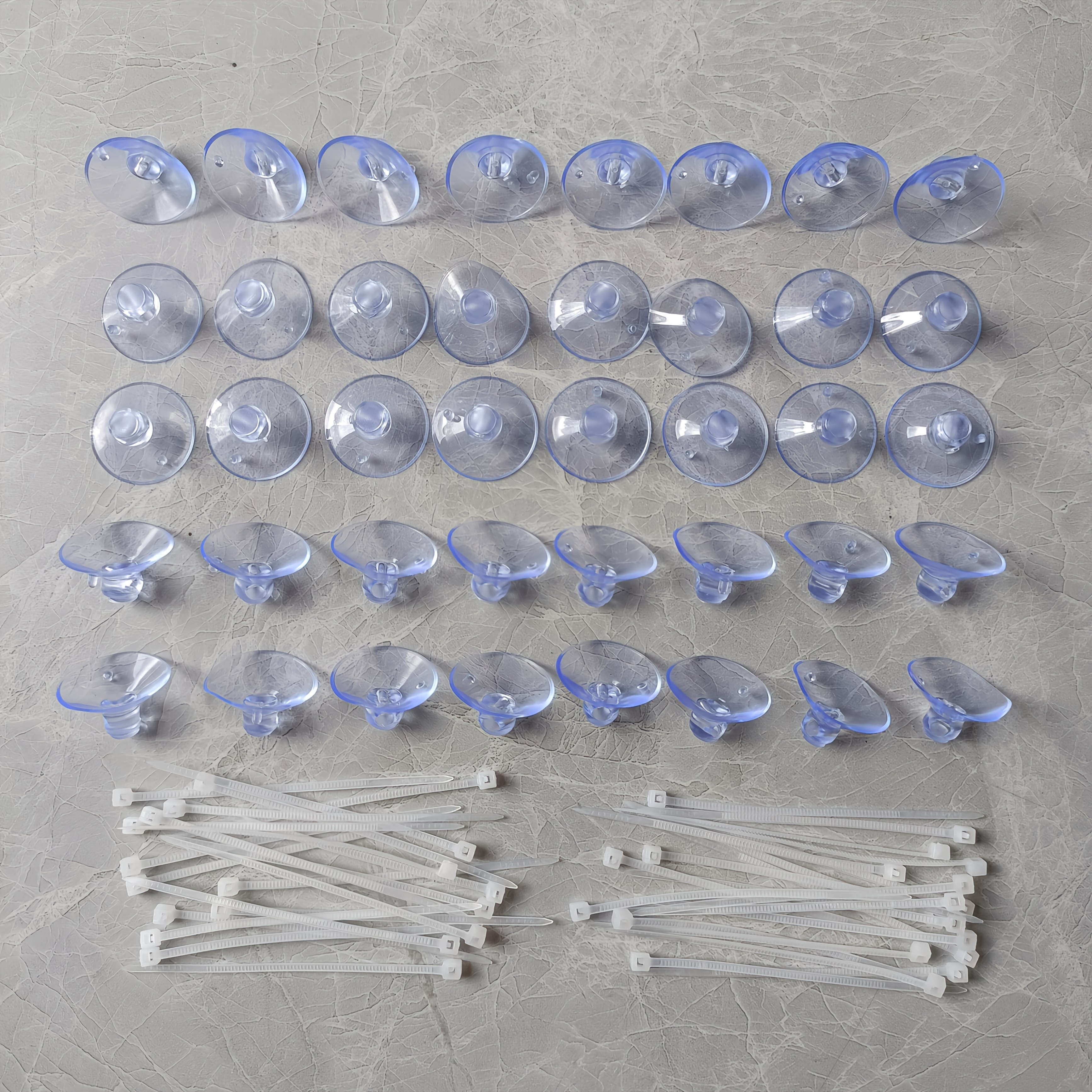 E-shop 40 PVC-Saugnäpfe 40 Nylon-Kabelbinder, Stark , Einfach zu Installieren, Geeignet für Fenster, Wände Glas; Ideal für Hochzeitsdekorationen,