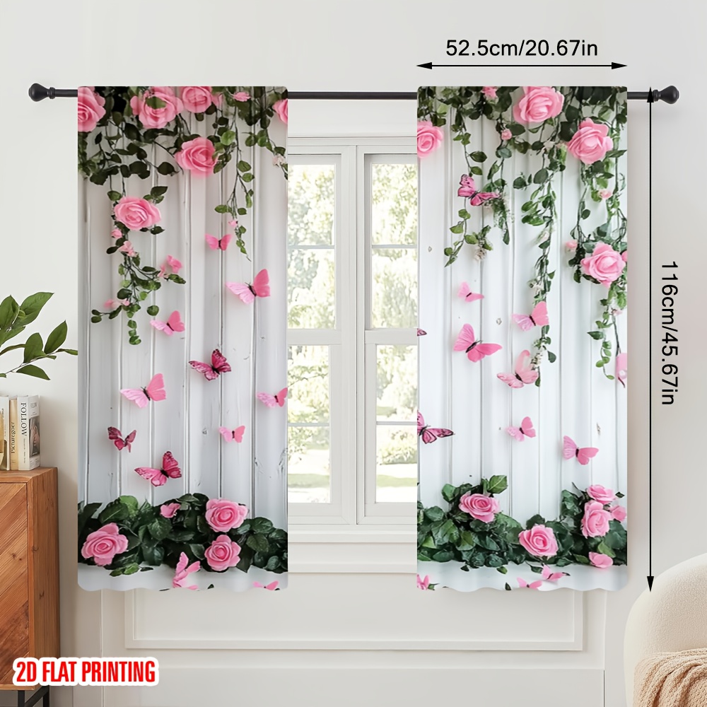 TEMU 2d Flat, 2d Flat Printing 2pcs Curtains And Versatile Durable Polyester,without Electricity Party Decorations Suitable For Party Decor, 2d Flat