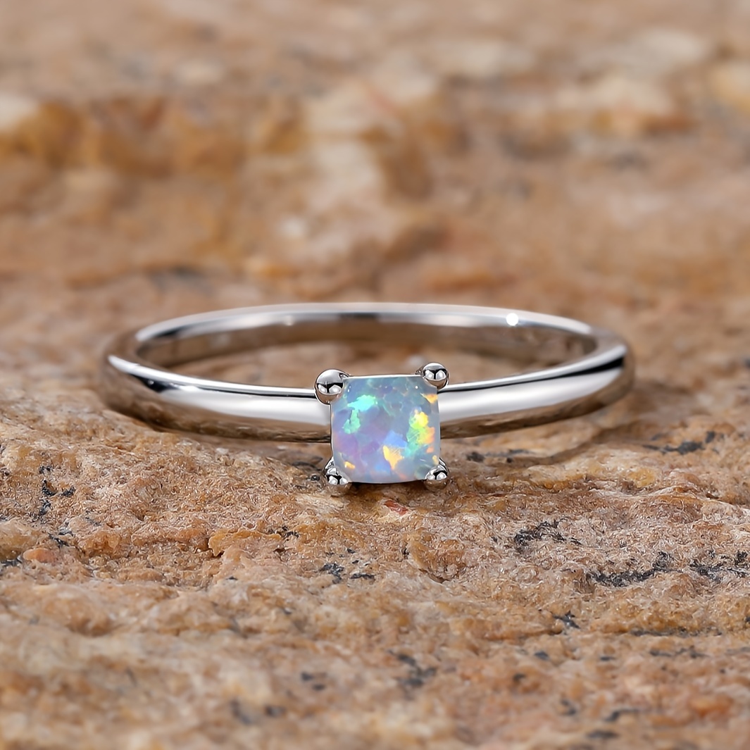 exquisite opal ring october birthstone ring opal stack ring Temu