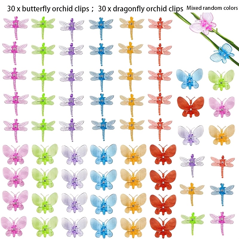 E-shop 60 Stück Orchideen-Clips Set Schmetterling Ranken-Clips Libelle Orchideen -Clips Garten Pflanzen-Clips zur Unterstützung von Blumenranken