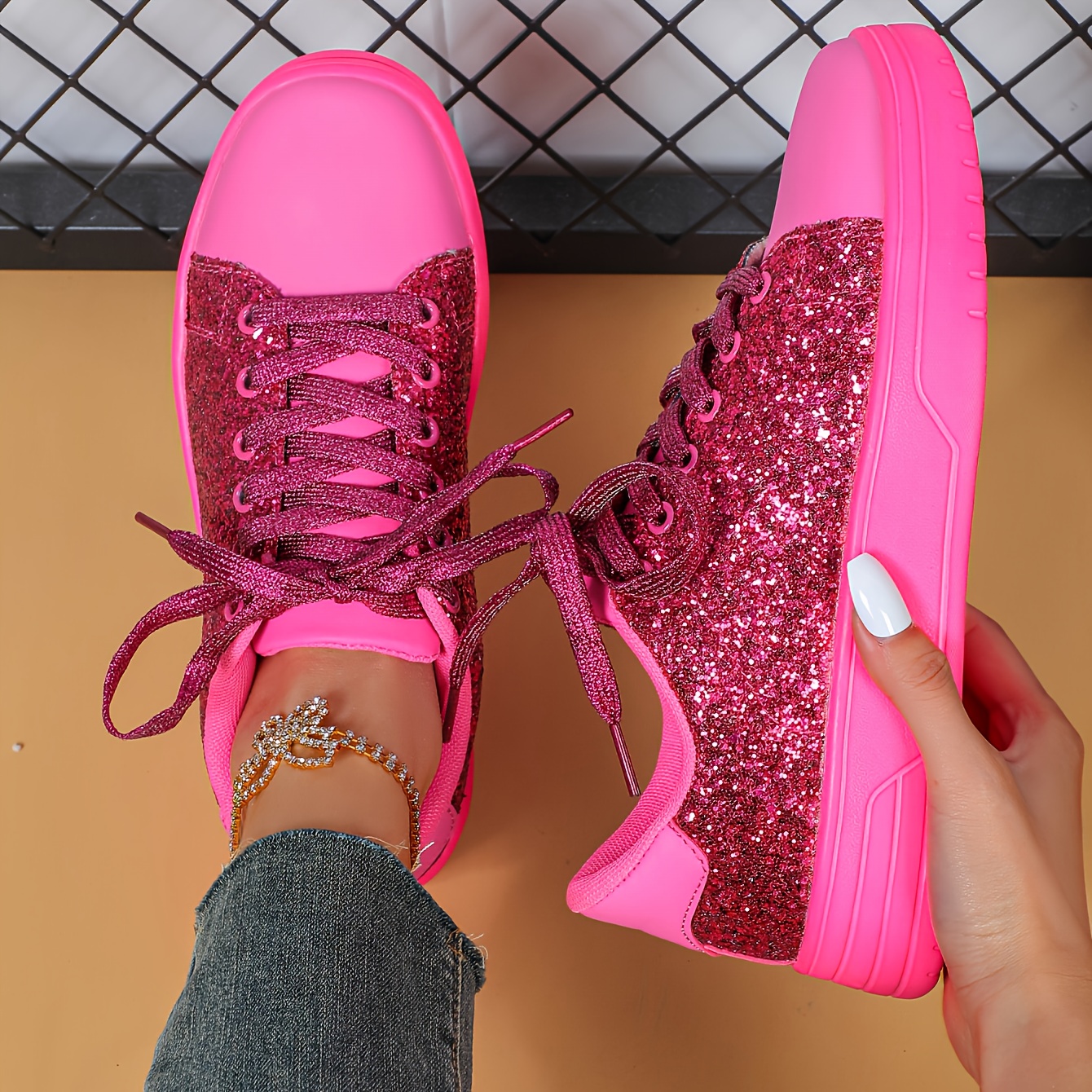 pink sneakers women sold on Temu United States