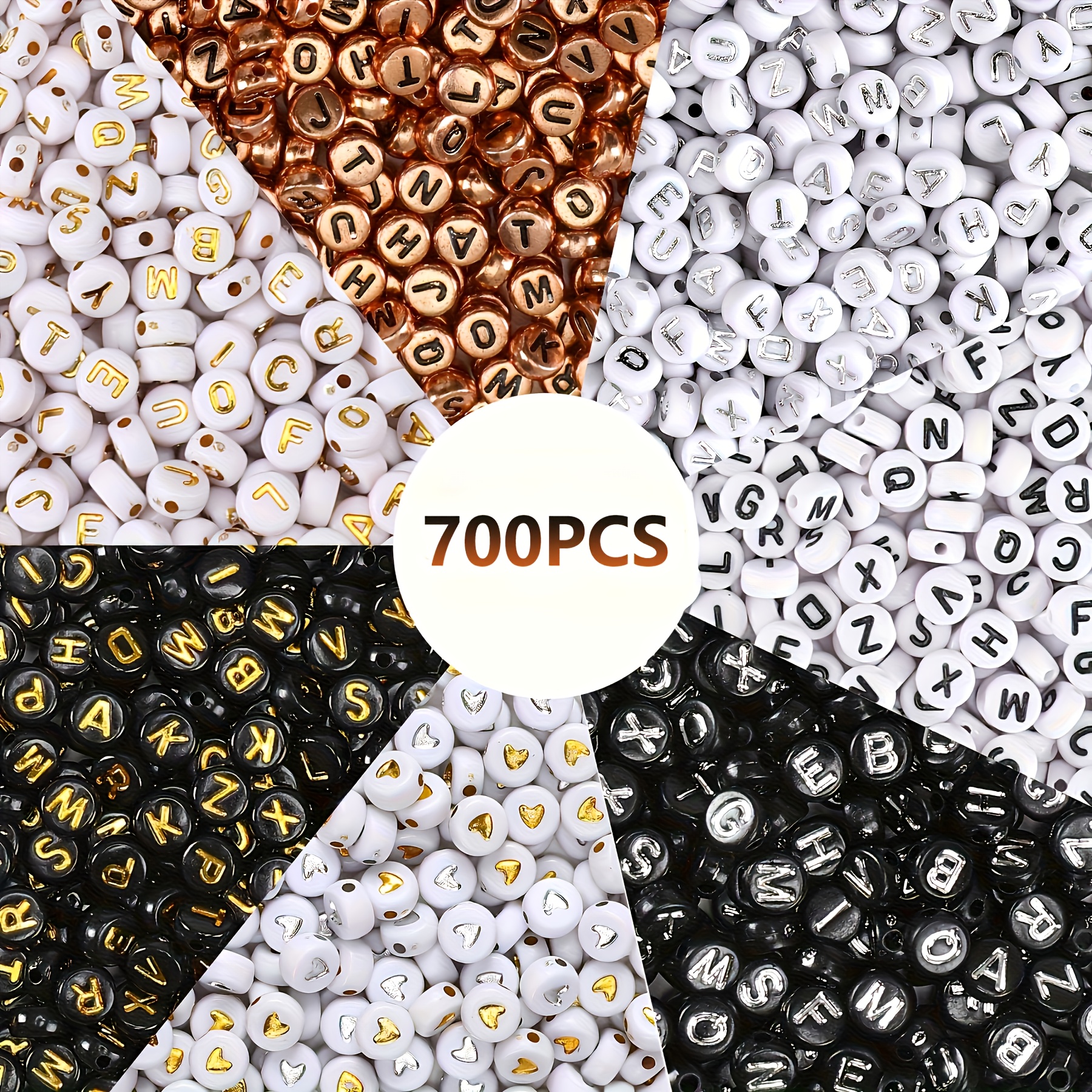 E-shop 700-teiliges Schachbrettmuster Alphanumerische Perlen Set aus Schwarz Weißem Acryl, Modernes DIY-Halsketten-Set mit eleganten zweifarbigen
