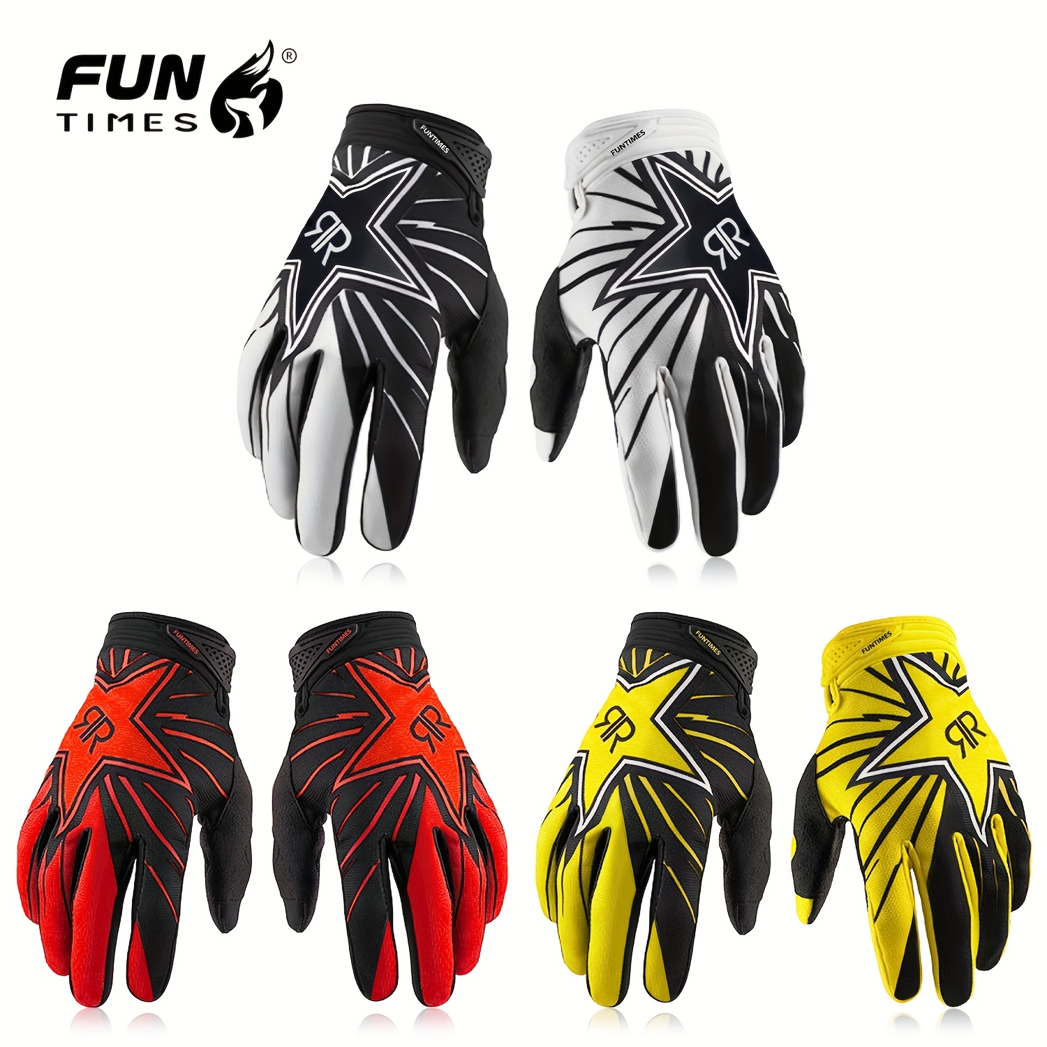 

1 Pair Funtimes Shock-absorbing Outdoor Anti-slip Cycling Gloves, Full-finger Polyester Fiber Knit Fabric With Hook & Loop Closure For All , Running, Fitness, Bicycle, Motorcycle