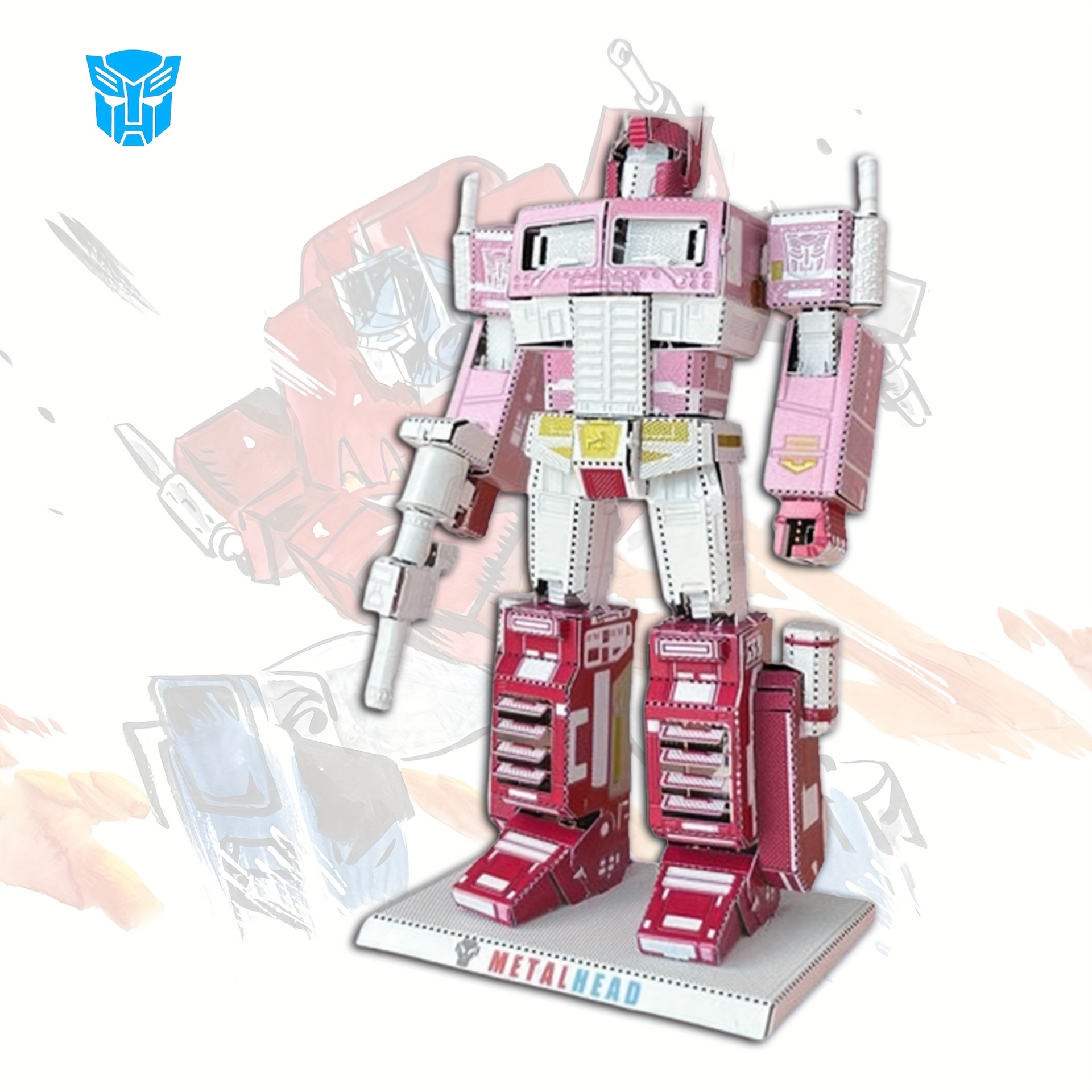 Miniature figurine set, wild mold of Transformers, color Optimus Prime, metal DIY assembly model, no glue for 3D metal puzzle, birthday gift, brain exercise, holiday surprise