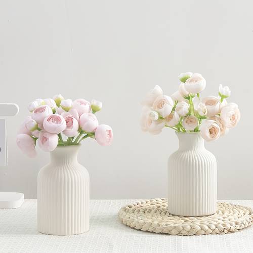 minimalist white ceramic vase with vertical or cylindrical flower vase for home decor table centerpiece wedding neutral decorative vase suitable for or artificial flowers