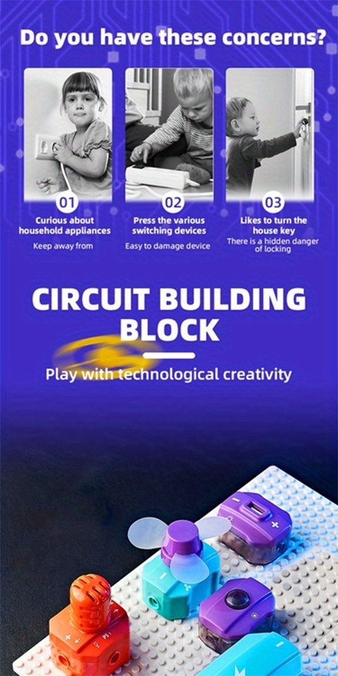 stem circuit building science experiment kit with voice control recording all in one electronics construction set with safety step by step projects adults birthday christmas thanksgiving halloween gift batteries not included white blue learning system for stem for learning Product details 0