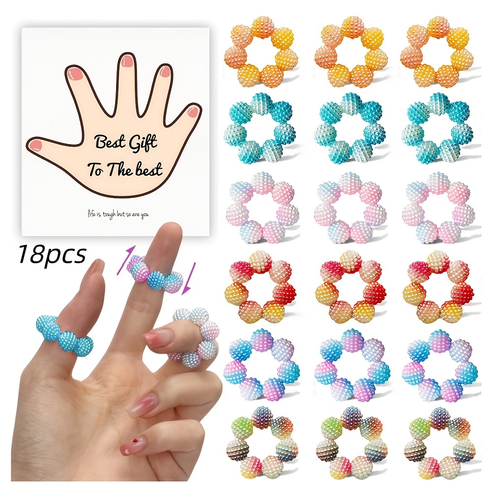 Image of 18pcs Spiky Ball Rings - Adjustable Relax Anxiety Calming With Finger Rings, Multicolor For Adults, For Finger Massager, For Office Workers