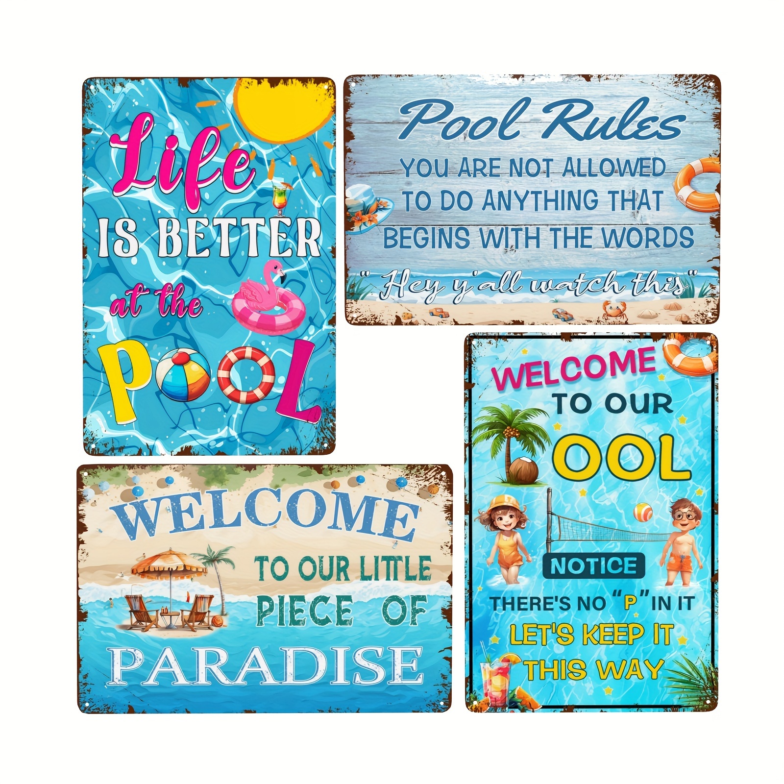 

Pool Signs For Outside, Bundle Swimming Pool Decor Metal Tin Signs Pool Area Decorations Beach Welcome Signs 12x8 Inch Funny Pool Rules Tin Signs For Beach Home Garden Outdoor Signs Wall Decor
