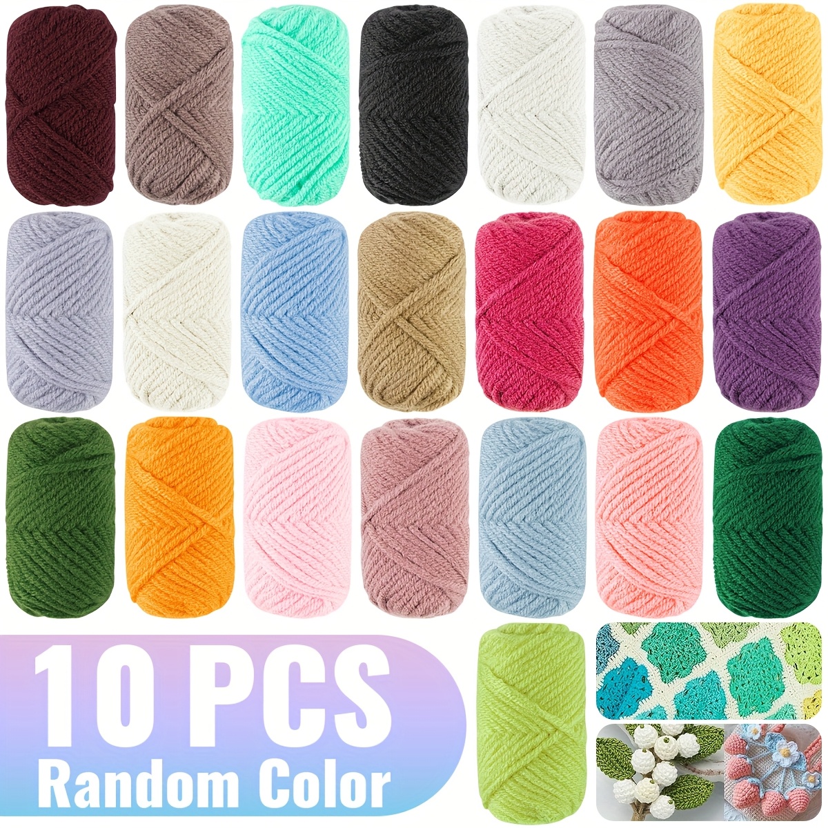 

10-pack Color Polyester Yarn, 5g Each, Crochet And Knitting Thread For Diy Projects, Ideal For Beginners And Crafting - Hats, Bags, Gloves, Dolls, Placemats, Coasters