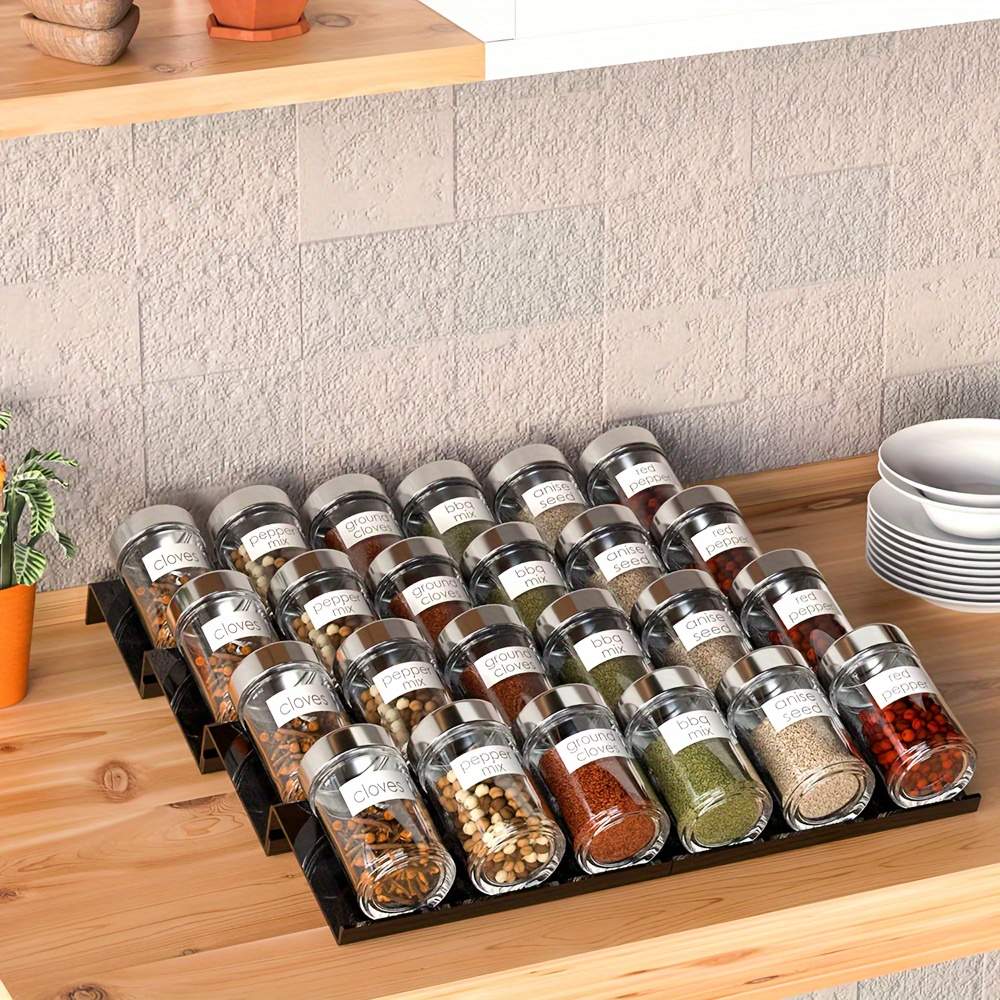 

Iron Spice Rack Organizer For Kitchen Countertop - Multipurpose Step Shelf With Included Spice Containers - Expandable, Adjustable 2/4/6 Piece Set For Cabinet Storage And Organization