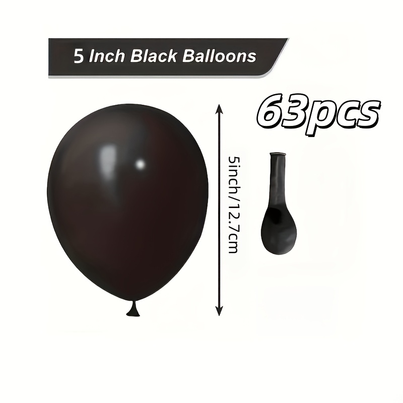 TEMU 63pcs Black Latex Balloons - 5 Inches, Suitable For Weddings, Graduations, Anniversaries, Birthday Parties, Wedding Decorations, Bachelor