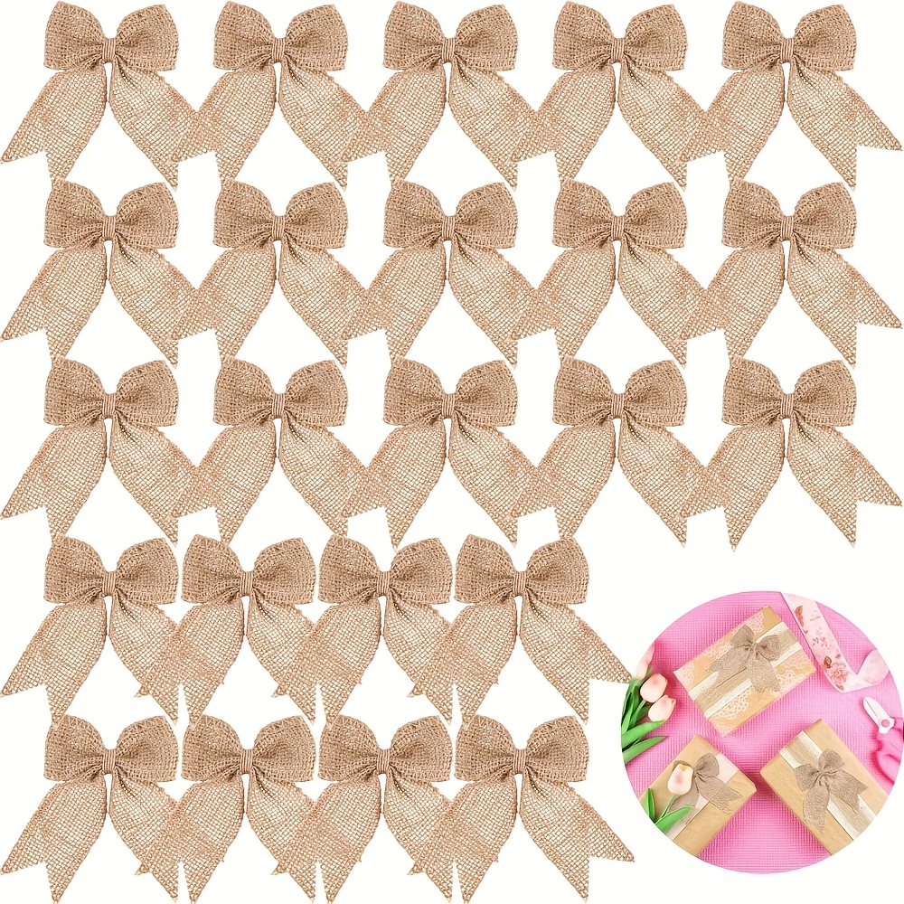 TEMU 20 pièces, Nœuds en Toile de Jute Main - Accessoires Décoratifs Naturels pour Sapin de Noël, Fournitures de Fête, Embellissements DIY pour