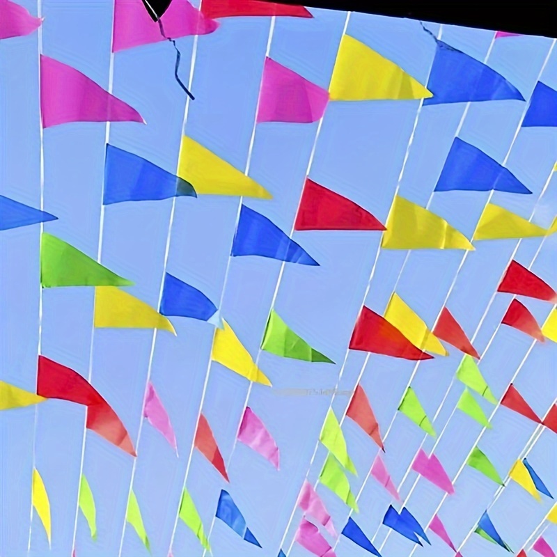 

50m 100 Flags Multicolored Triangle Flags Bunting Banner Pennant Festival Outdoor Decoration Garland Festival Party Decor Flags