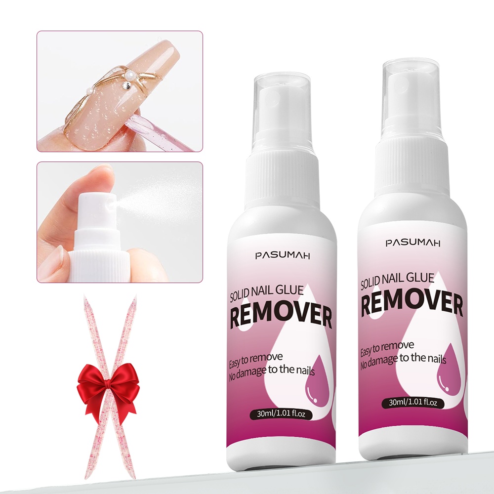 Image of 2pcs On Nail Glue Spray Remover Adhesive Softener For Fake Nails Solid Nail Glue Gel And Nail Tips Non Damaging Sensitive Nail Formula Salon Grade Spray For Acrylic Nails Rhinestones And Nail Art Use