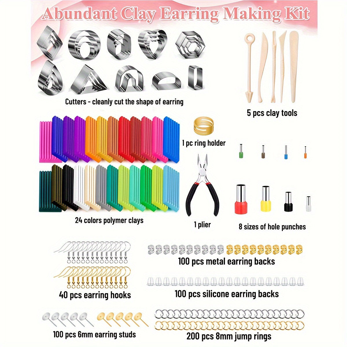 set polymer clay colored earring making kit cutters hooks Temu